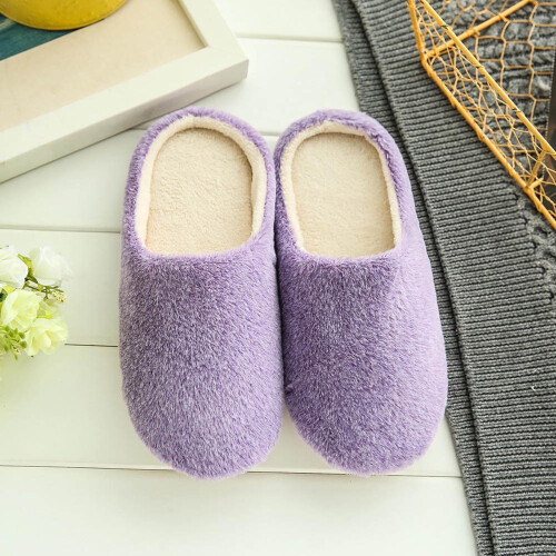 Pantofole da casa calde da donna in maglia, foderate in pile con memory foam 1