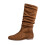 Botas femininas de camurça marrom com pregas, estilo britânico, tamanho 6,5. 4