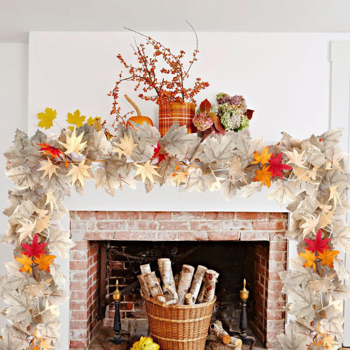 Artificial Maple Leaf Garland Rattan Hanging 6ft 1