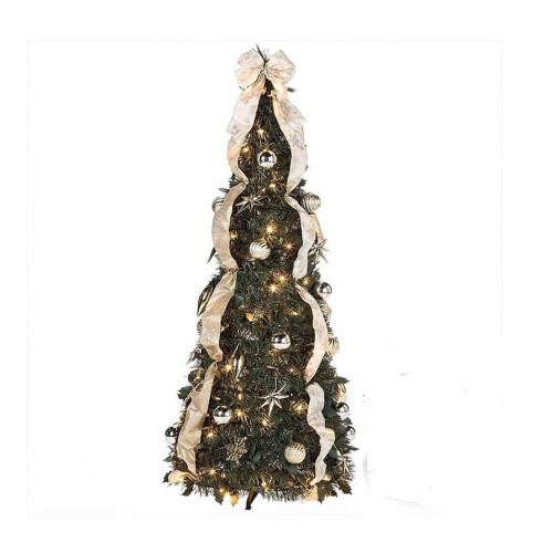 XEOVHV pre-lit Christmas tree 4 ft green silver with warm 1