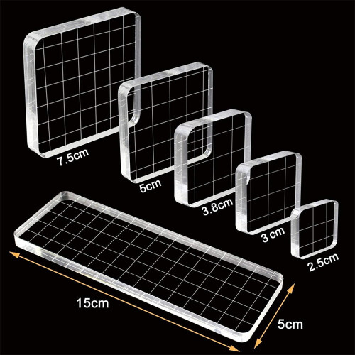 Acrylic Stamp Blocks with Grid Lines 6 Pieces 1