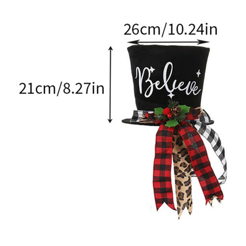Christmas Tree Topper Fabric Top Hat Red Black Buffalo Plaid 1