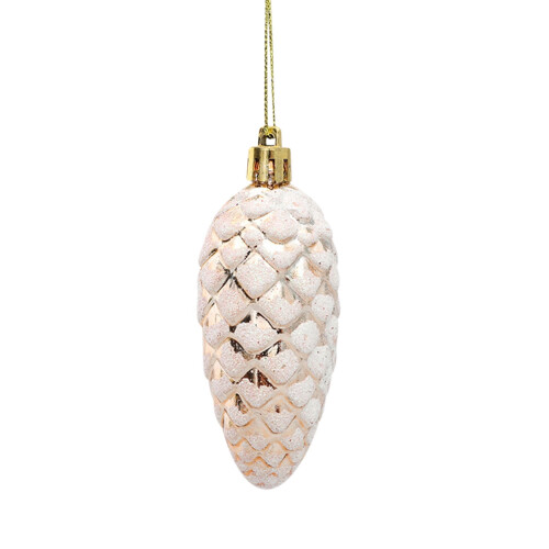 Beige Christmas pinecone ornaments plastic 3.6x1.5 in set 1