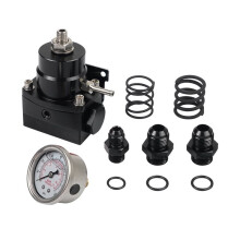 FPR-1046 Justerbar Bränsletrycksregulatorsats 3-70PSI med AN8 Matningsport och AN6 Returport för E85-Motorer Svart