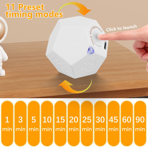 Mini Rechargeable Cube Timer with 2 Alarm Modes and 11 2
