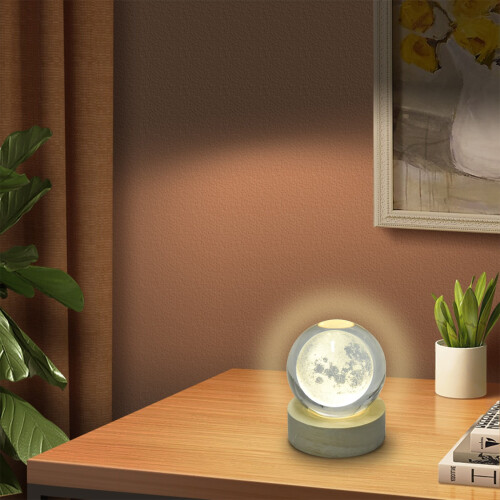Krystalkugle natlampe USB3D solsystemlampe6cm 1