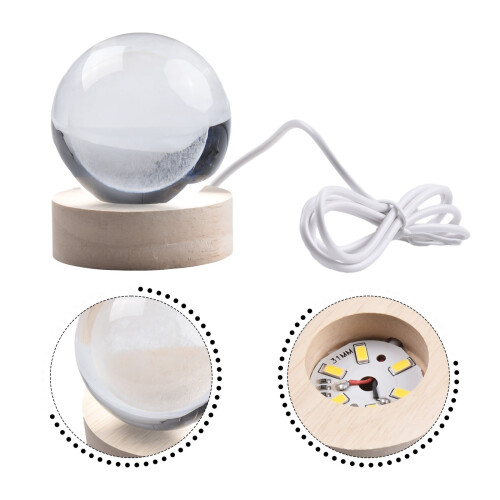 Krystalkugle natlampe USB3D solsystemlampe6cm 2