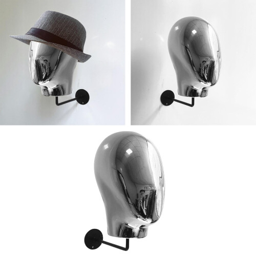 Wall-Mounted Metal Hat Rack with Mannequin Head 1