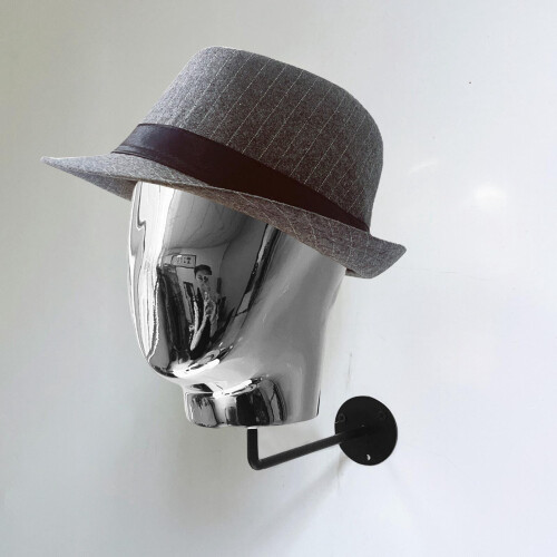 Wall-Mounted Metal Hat Rack with Mannequin Head 2