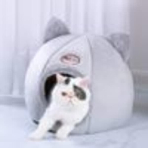 Cat Cave Bed with Removable Pillow for Small to Medium Cats 2
