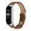 Leather Strap for Xiaomi Mi Band 3-6 Brown Silver 2