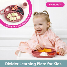 BIBaDO Silicone Suction Divider Plate Blush Toddler Plates Help Dev