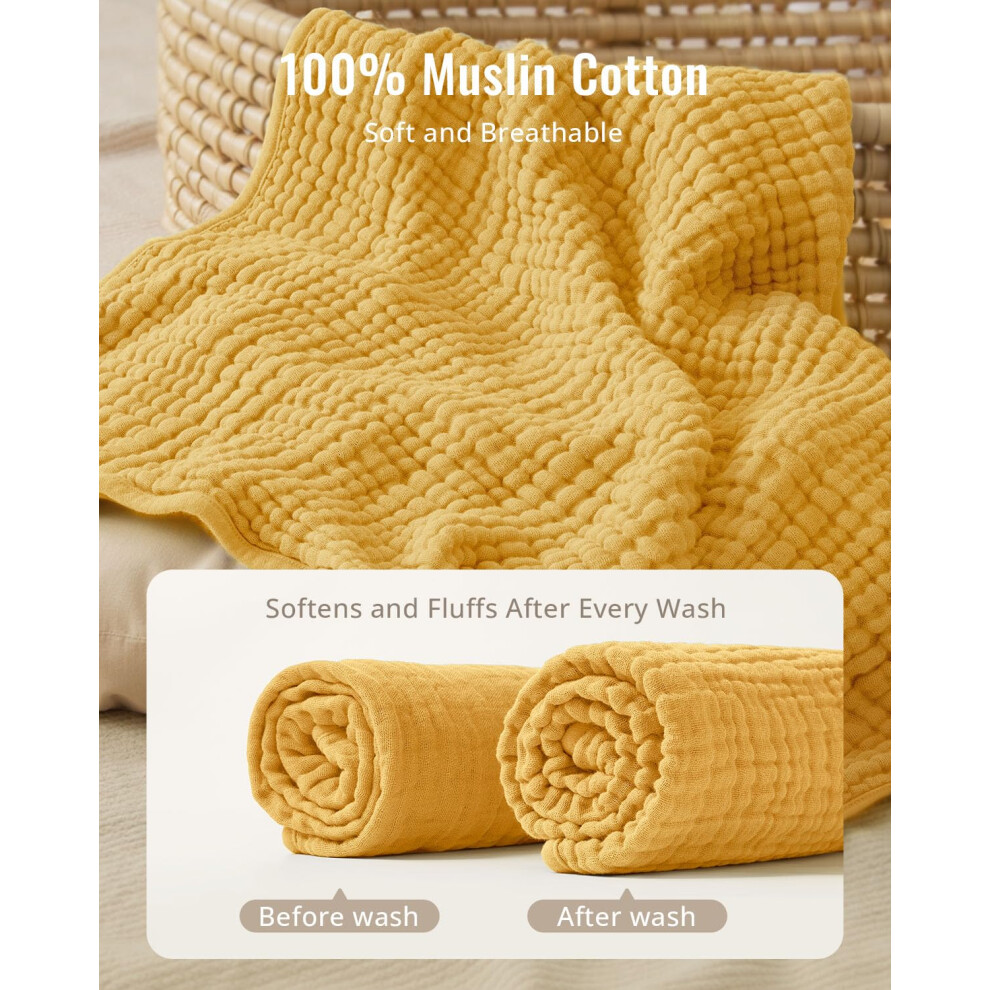 Blissful Diary Muslin Baby Hooded Towel 2 Pack Soft Absorbent Bath To