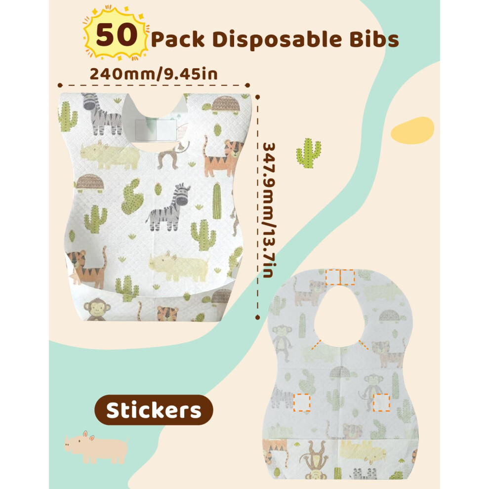 Lictin Disposable Bibs Baby 50 Pcs Individually Wrapped Baby Weaning
