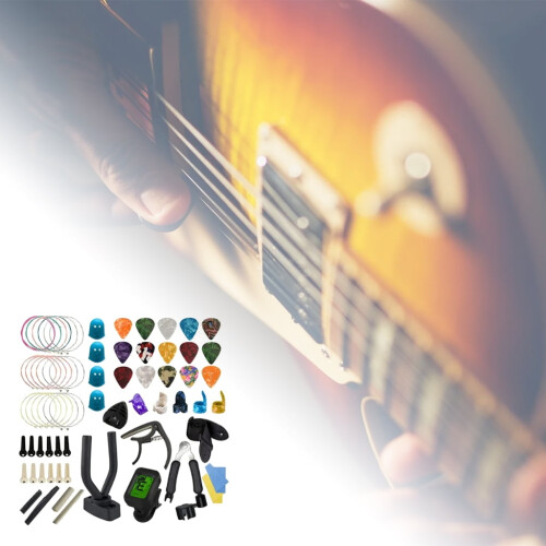 Acoustic Guitar Accessories Kit with Strings Tuner Capo 1