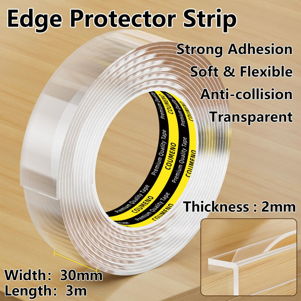 Coumeno Clear Baby Corner Protectors 30Mm X 3M 2Mm Thick Edge Protecto