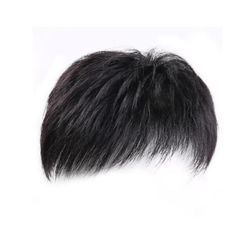 Men's short hairpieces natural black wig system 1