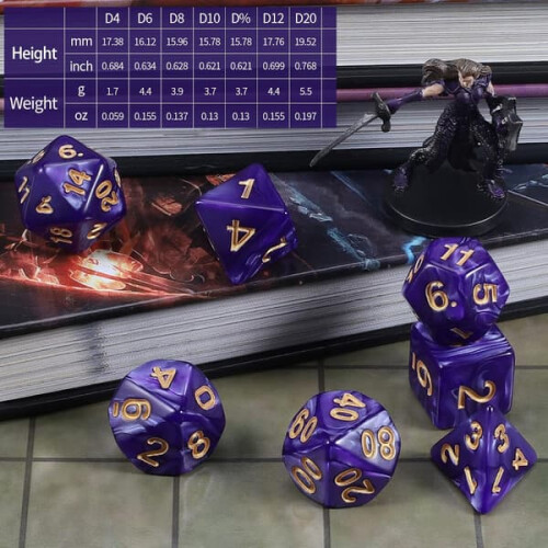 DND polyhedral dice set with bag 7-piece 2