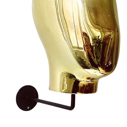 Wall-Mounted Hat Rack with Metal Mannequin Head Gold 1