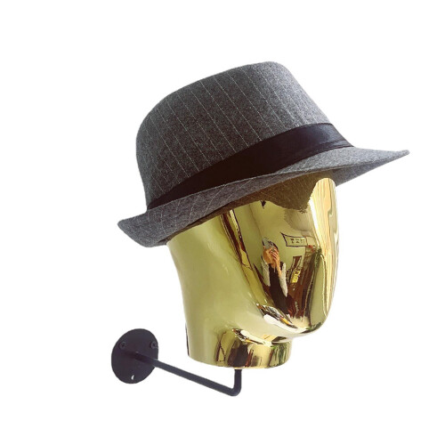 Wall-Mounted Hat Rack with Metal Mannequin Head Gold 2