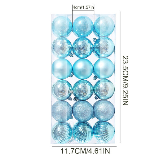 Christmas Ball Ornaments Light Blue 4 cm Shatterproof Set 2