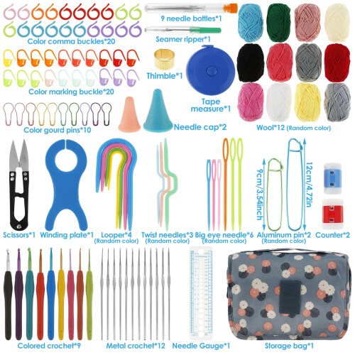Crochet Kit for Beginners with Hooks and Yarn 118 pcs 1