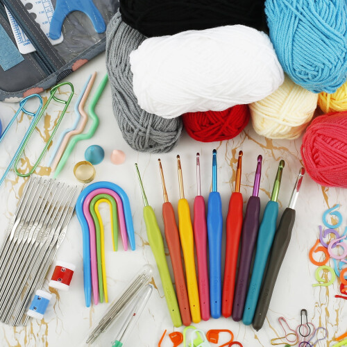 Crochet Kit for Beginners with Hooks and Yarn 118 pcs 2