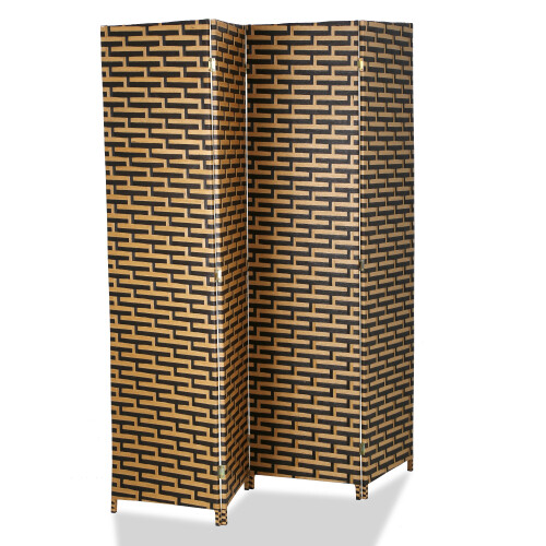 Room Divider 4-Panel Hand-Woven Folding Screen 6 ft