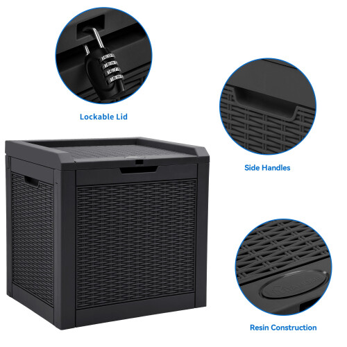 Dextrus deck box waterproof resin rattan 32 gal black 1