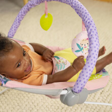Bright Starts Pink Vibrating Baby Bouncer Removable Toy Bar with 2 Toy