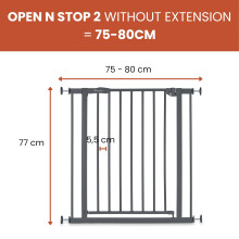hauck Open N Stop 2 Dark Grey Pressure Fit Baby Gate 7580 cm for Door