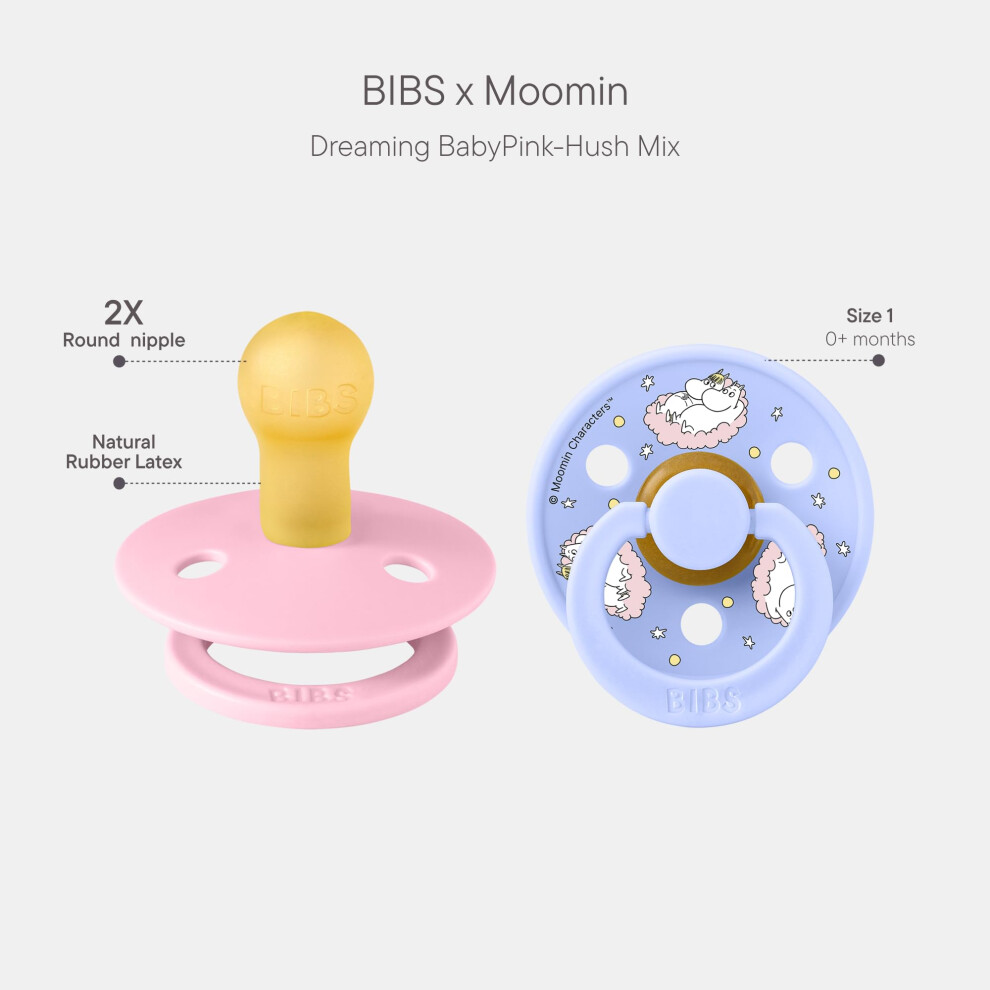 Bibs Colour Moomins Soother 2Pack Bpa Free Dummy Pacifier Round Nipple