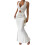 Women's white twist-front halter top and skirt set 1