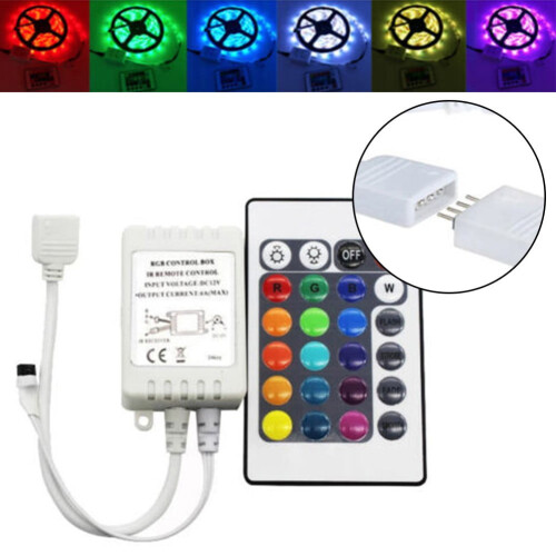 LED Strip Light RGB Control Box with 24-Key IR Remote for 2