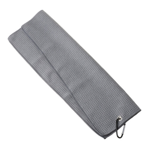 Golf towel microfiber waffle tri-fold 12x20 inch with 1