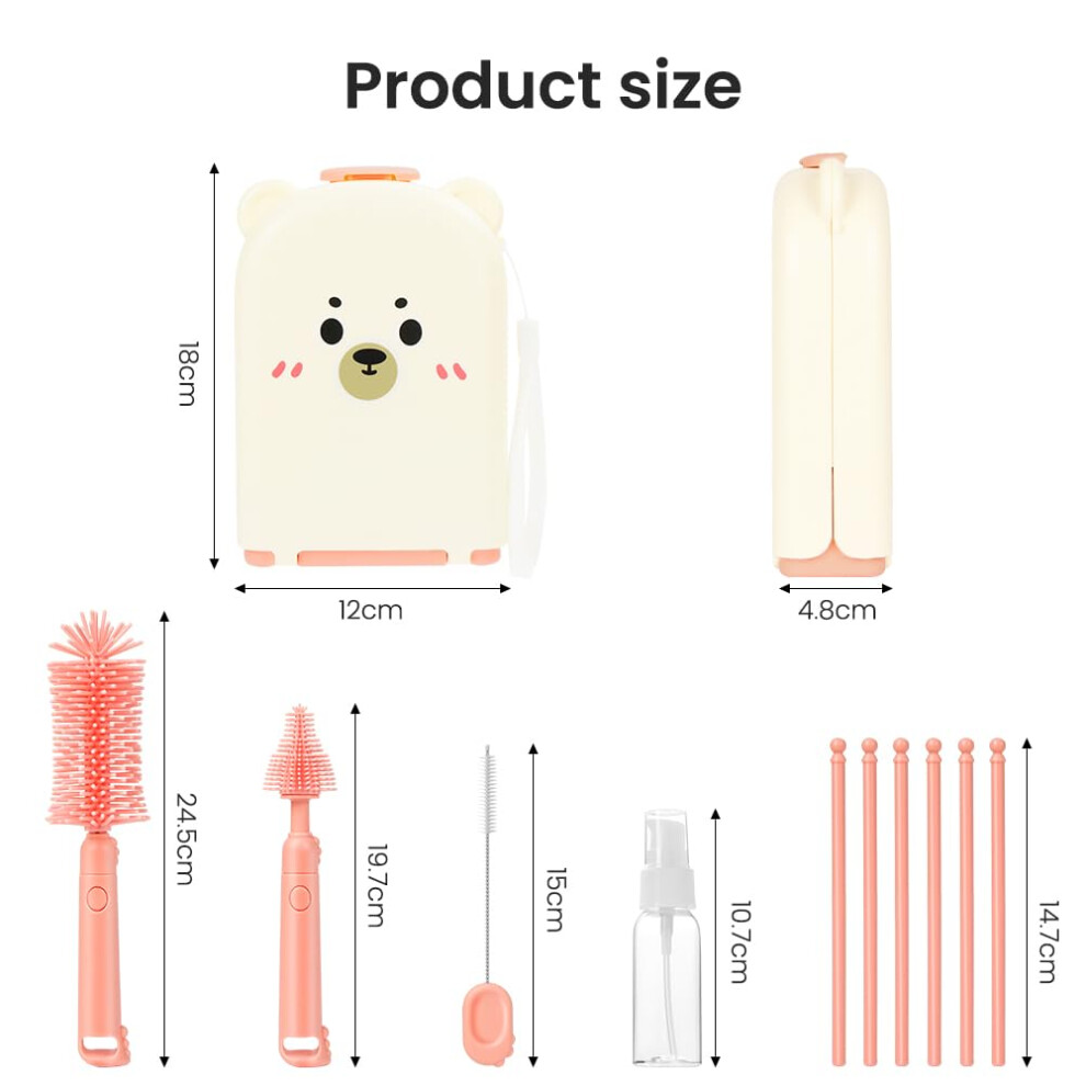 Vicloon 6 In 1 Baby Bottle Brush Set Travel Bottle Cleaner Kit With Si