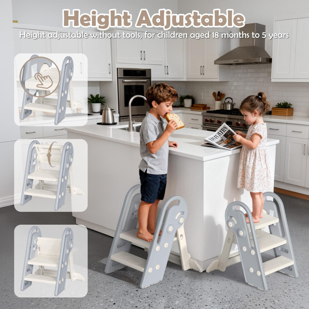 Onasti Toddler Step Stool Adjustable 3 Steps For Kid Potty Training Wi