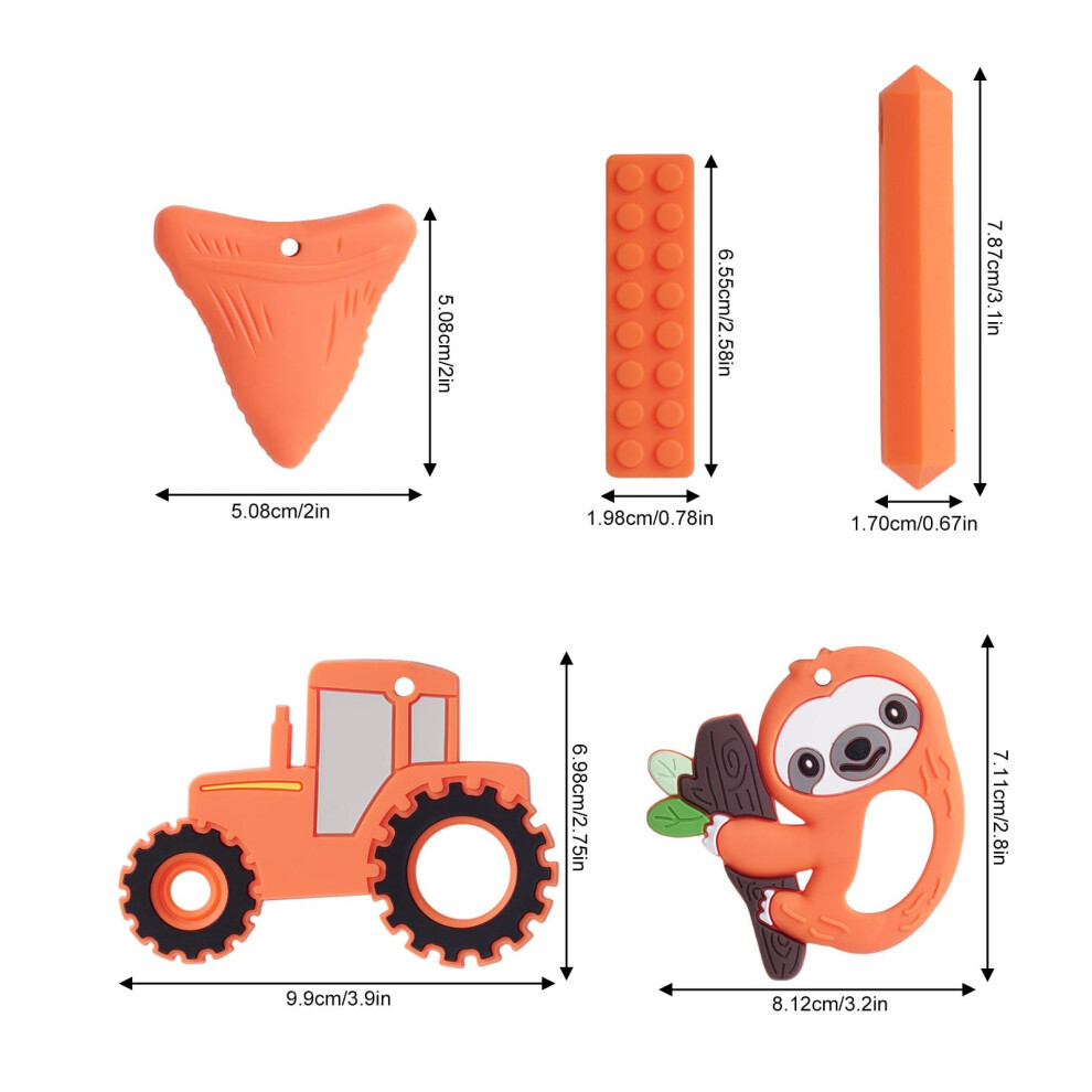 Oruza 5 Pcs Sensory Chew Necklace Chew Toys Food Grade Silicone For Autistic