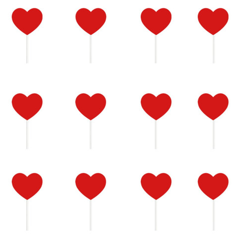 Love Heart Cupcake Toppers Red 12 pcs 1