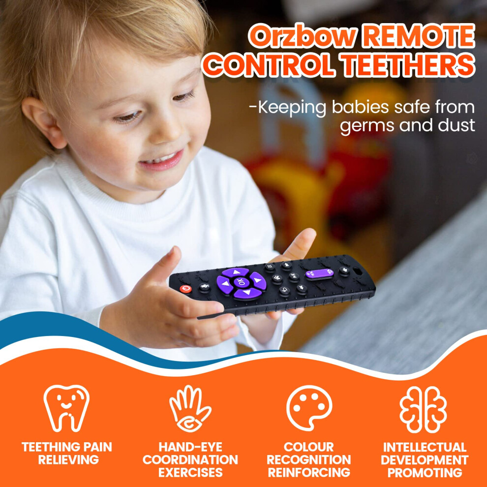Orzbow Silicone Teething Toys For Baby 2 Pack Remote Control Shape Bab