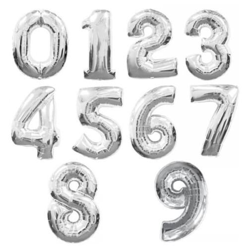 Number Balloons 0-9 Silver Gold Birthday Set 1