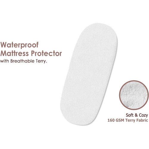 2 Pack Moses Basket Waterproof Mattress Protectors 74 x 30 cm  Soft Te