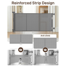 Upgraded 180cm Reinforced Retractable Stair Gate with Reinforced Strip