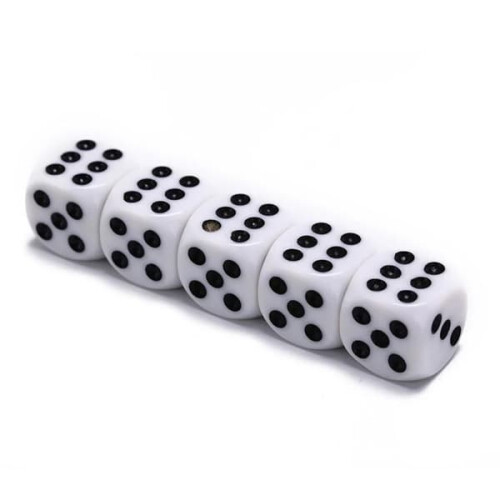 White six-sided dice for games and puzzles 100-pack 2