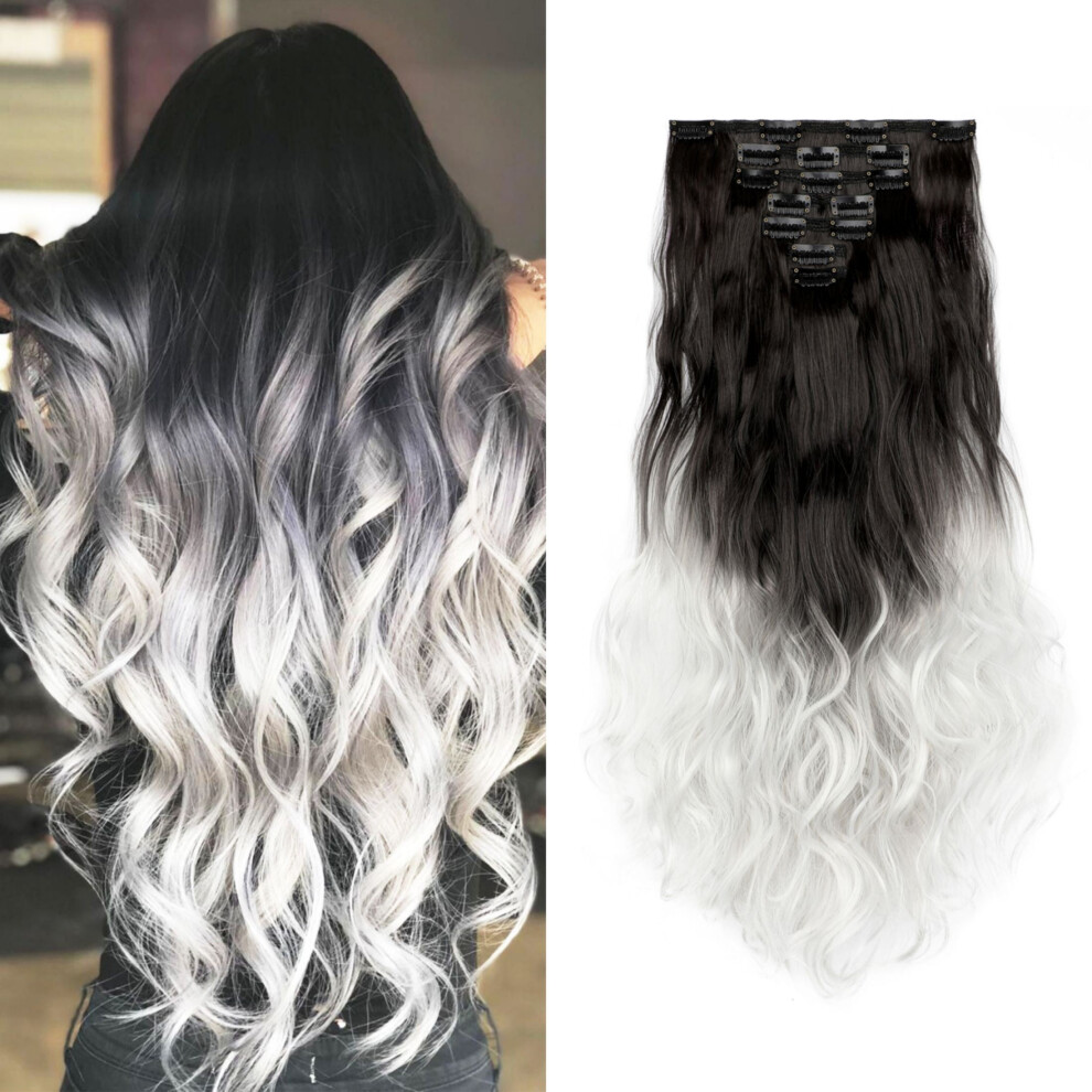 Synthetic Clip-in Hair Extensions Long Wavy Straight 7 pcs