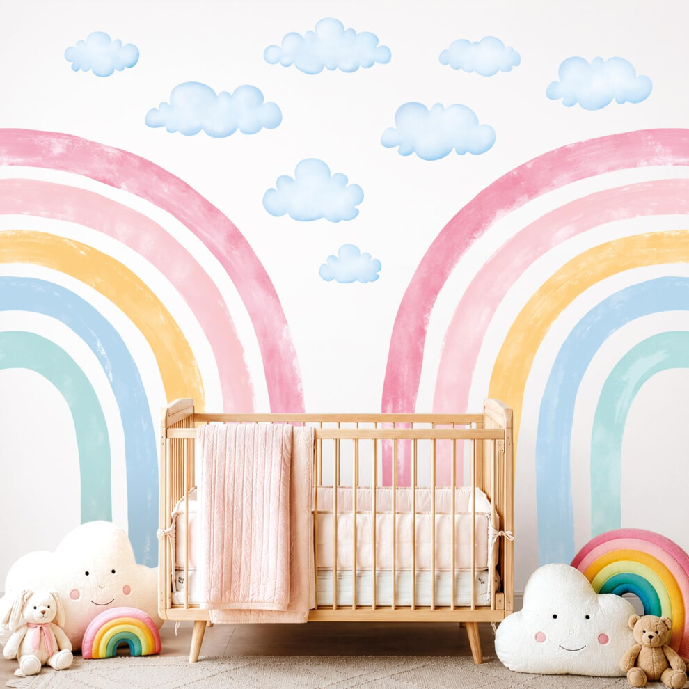 Decowall 53X 40 Watercolor Rainbow Wall Stickers Kids Decals Playroom