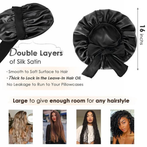 Satin Bonnet for Sleep Double-Layered with Ties 2