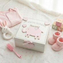 Personalised Baby Girl Wooden Memories Keepsake Box Vintage Style