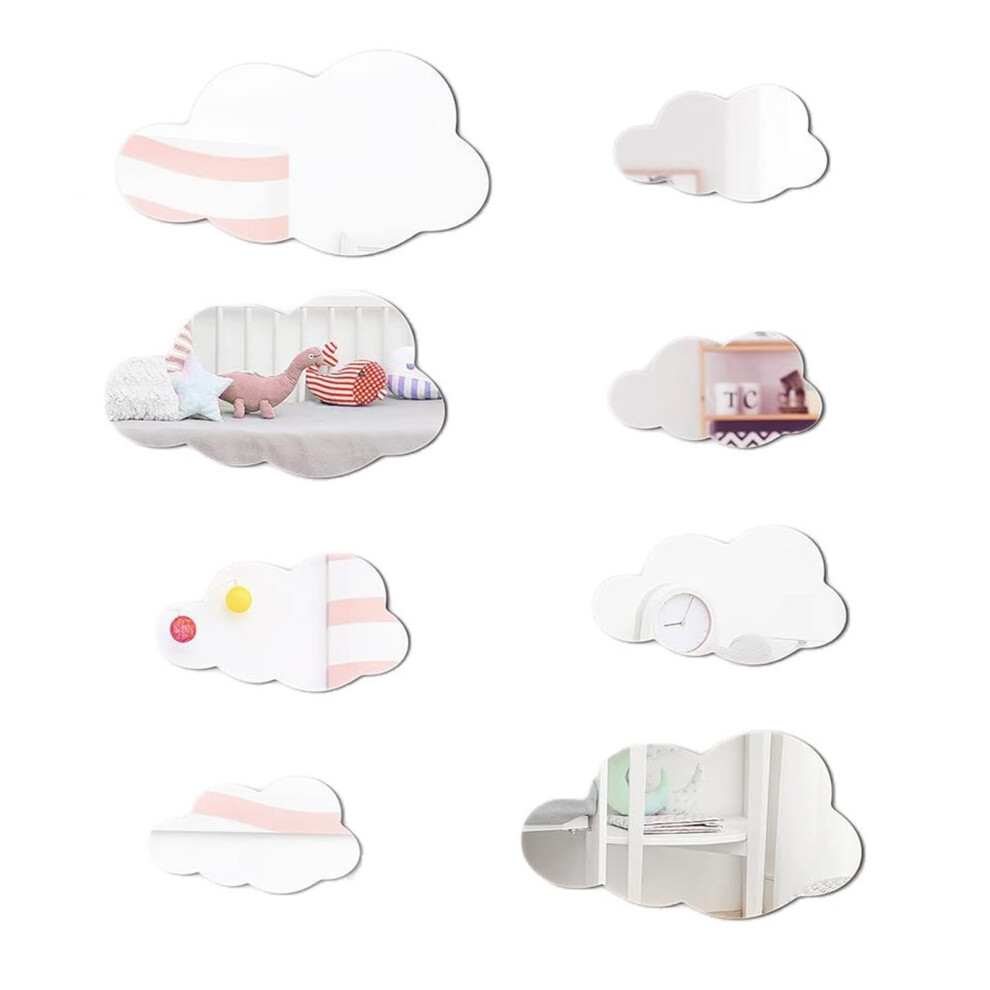 Tarqite 3D Moon Cloud Mirror Wall Decor Self Adhesive Clouds Wall Stickersacry
