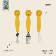 Trixie Silicone Cutlery Set 3Pack Mr Lion Toddler Utensils Soft Dur